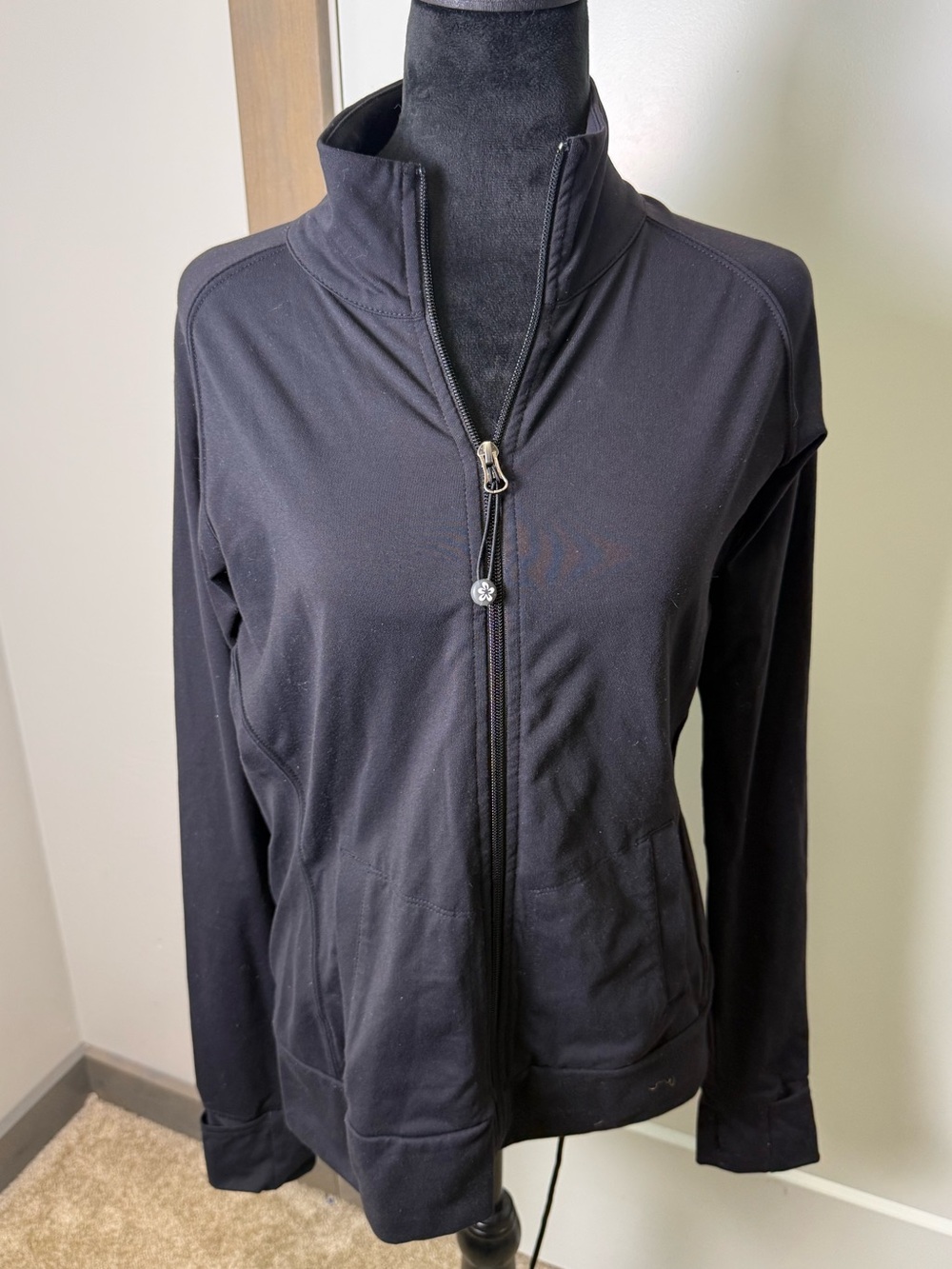 Tuff Athletics Black Full‎ Zip Stretch Jacket Sweatshirt Athleisure Yoga Workout
